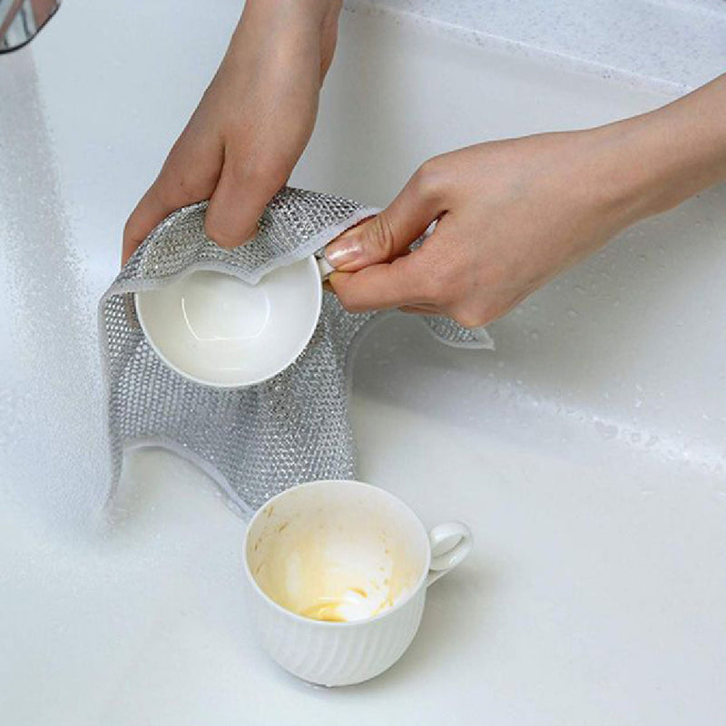 Cleaning Cloth Grid Oil-free Rag Kitchen Stove Dish Washing Pot Cleaning Cloth